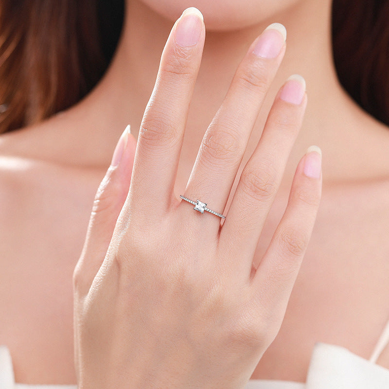 Womens Ring Sterling Silver 925 Micro Setting Gold Plated Artificial Gemstones Lightweight Jewelry Inlay Style