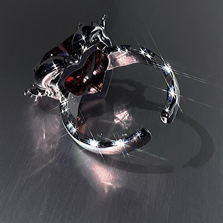 Heart Shaped Earrings Alloy Dazzling Rings For Women