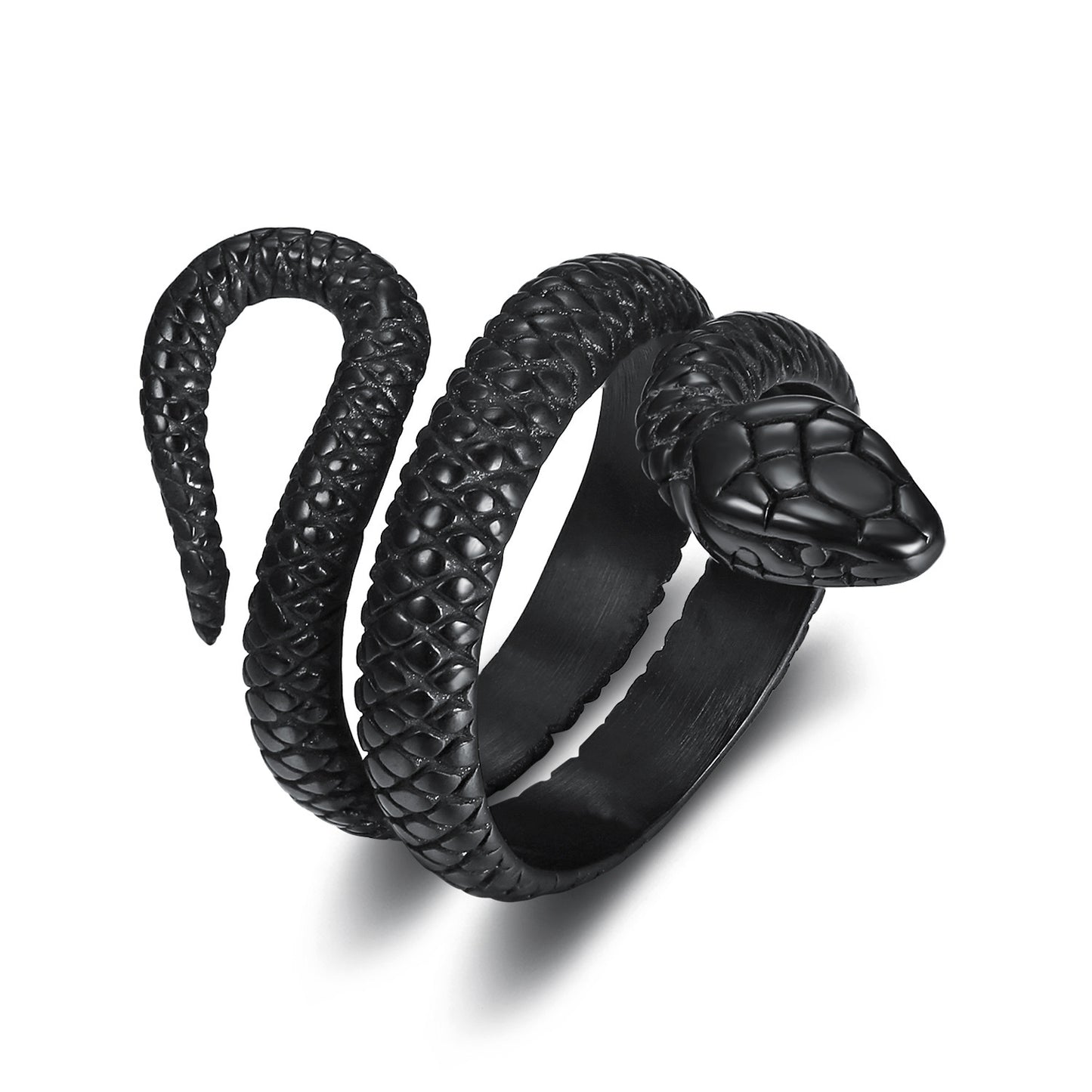 Mens Titanium Steel Snake Ring Zodiac Animal Design Polished Black Gold Tone For Men Individually Packed Size5