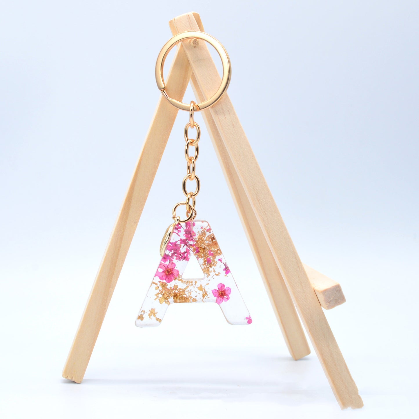 Resin Initial Keychain Letter Keyring for Keys and Bags