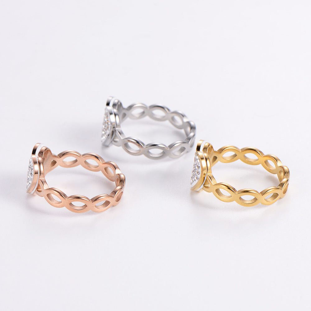 Women's Ring Hollow Infinite Symbol Love Heart Stainless Steel Wear Anniversary Gift Elegantly Durable Jewelry