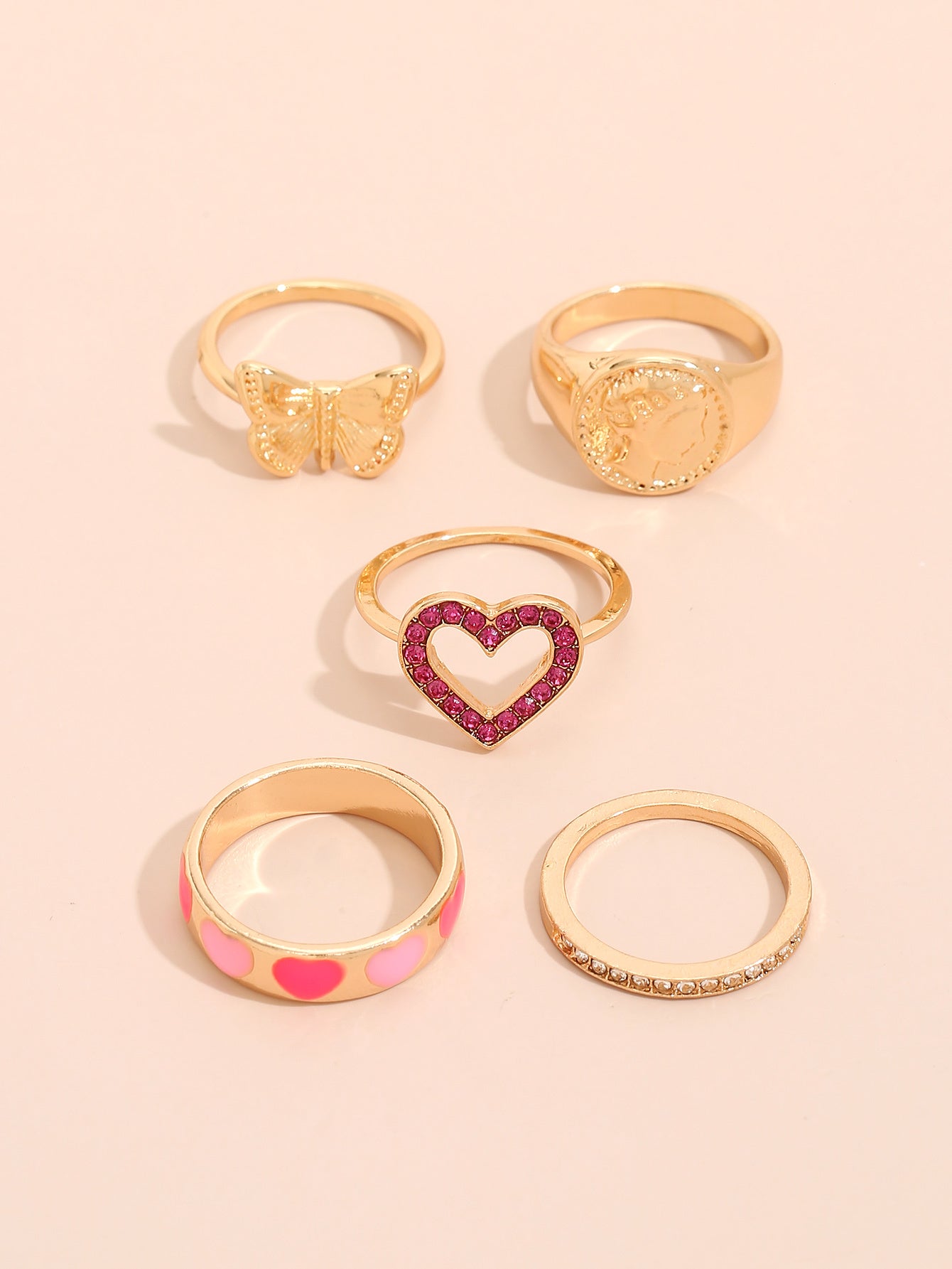 Womens Irregular Ring Set Zinc Alloy Electroplated Jewelry