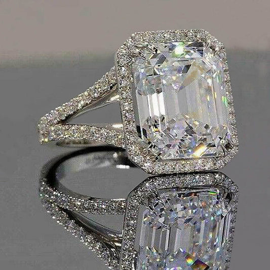 Gold Plated Zircon Ring Square Cut Copper Band For Women Elegant Sparkling Gemstone For Engagement Anniversary