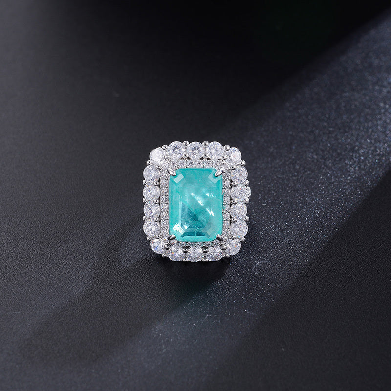 Womens Ring Copper Inlaid Zirconium Vintage European American Classic Metal Ring Geometry Ring Copper Zirconium