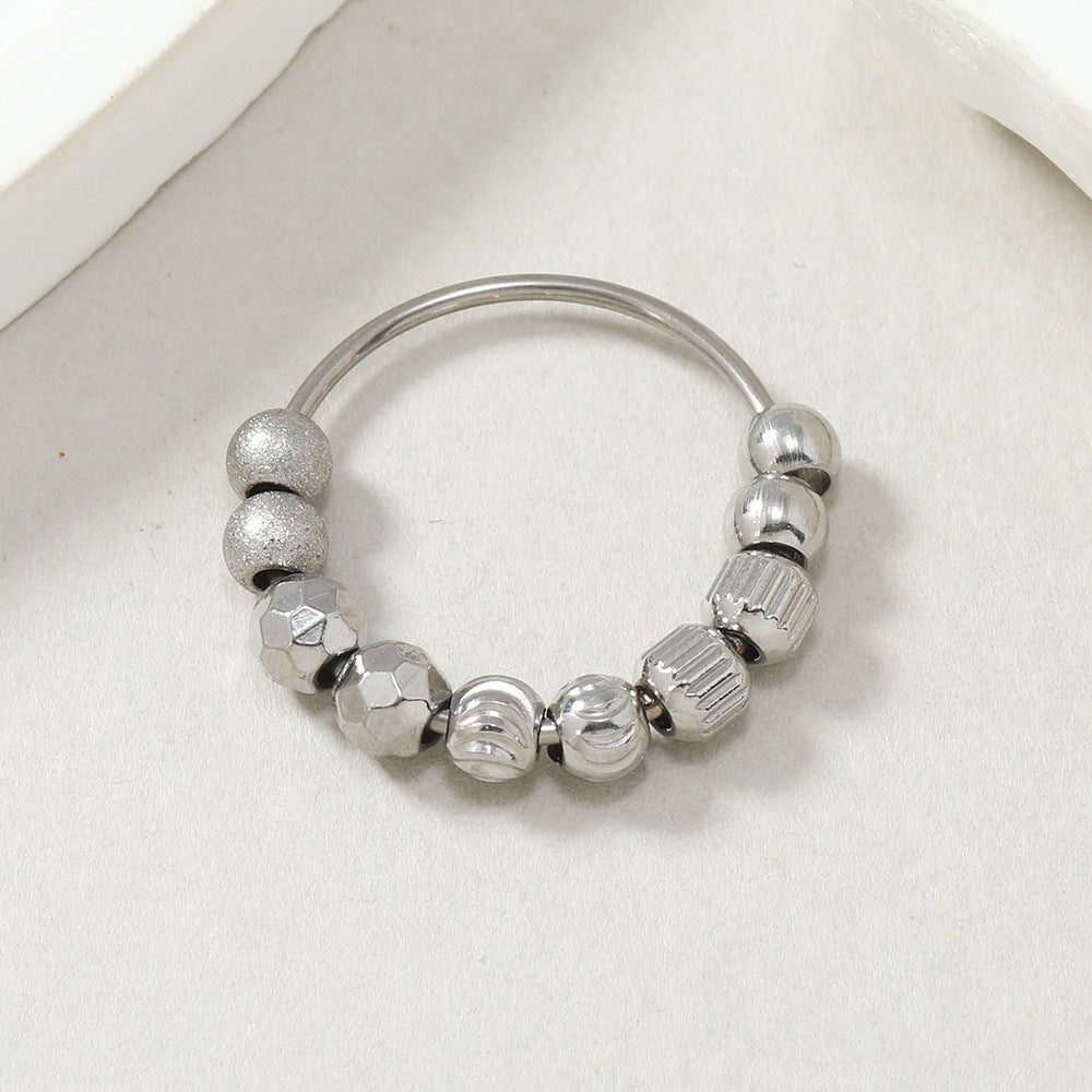 Unisex Stainless Steel Fidget Ring With Movable Steel Balls Stress Relief Spinner Ring Durable Everyday Jewelry Band
