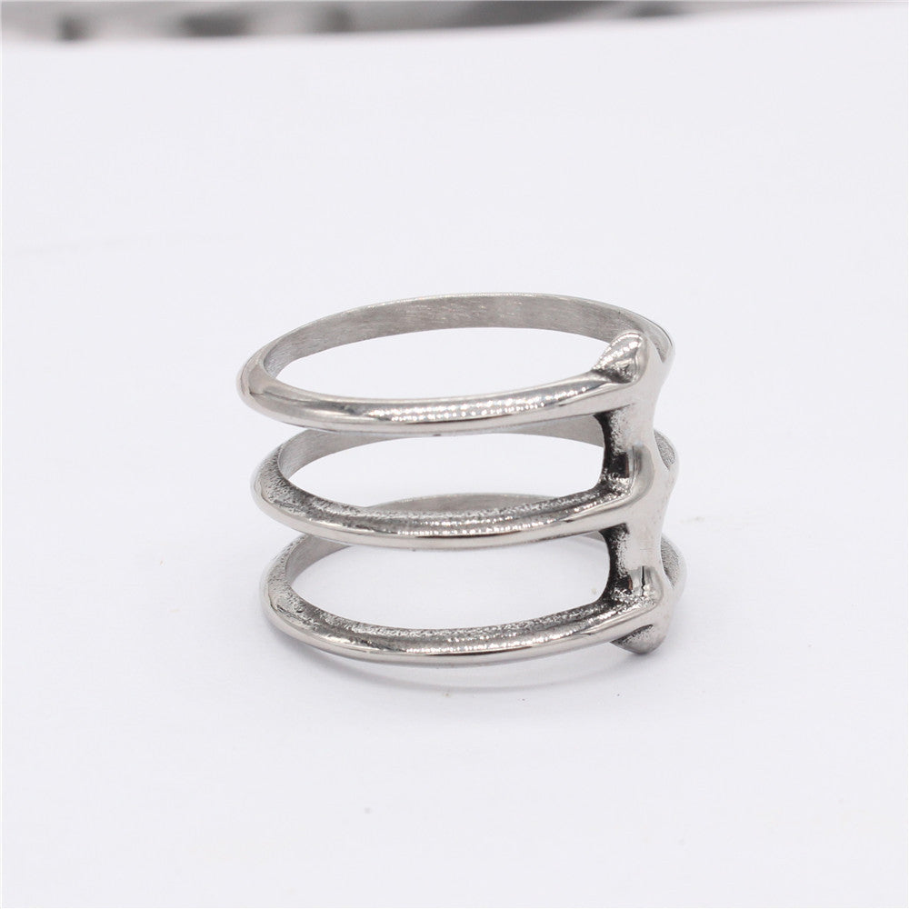 Mens Womens Titanium Steel Ring Three Ring Design Fashion Jewelry Cool Statement Ring Unisex Accessories Band Ring For Him or Her