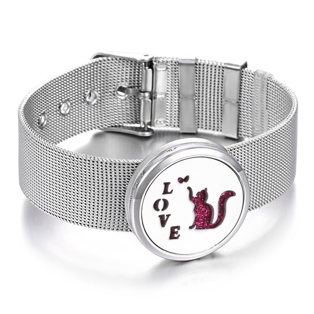 Aromatherapy Diffuser Bracelet Adjustable Titanium Steel Bangle Fashion Jewelry 27mm Diameter Perfume Bracelet