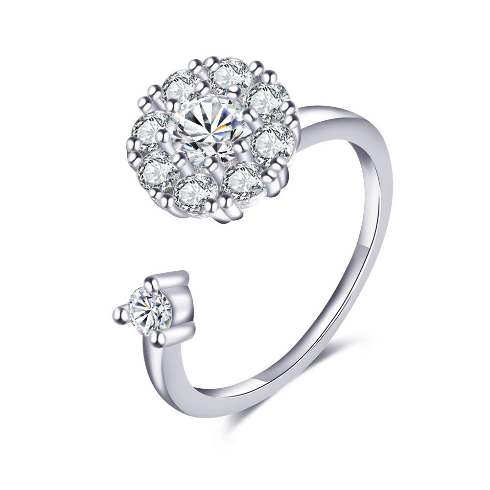 Spinner Ring For Women Flower Bee Elegant Adjustable Stress Release Accessory Gothic Jewelry Trendy Ideal Gift