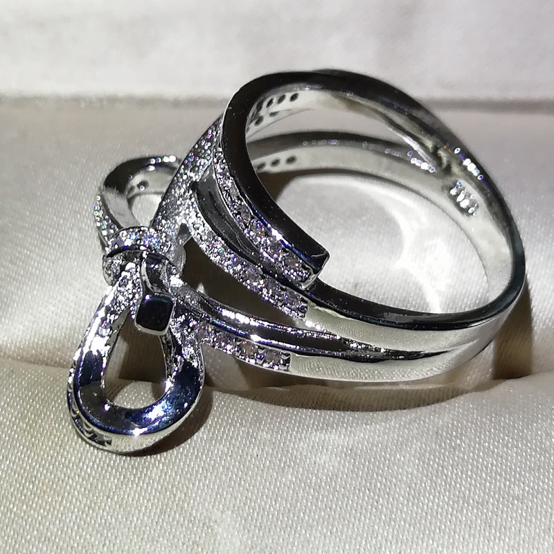 Butterfly Zircon Inlaid Ring Brass Plated Elegant Sparkling Jewelry For Engagement Gift No 6 7 8 9 10 SemiPrec