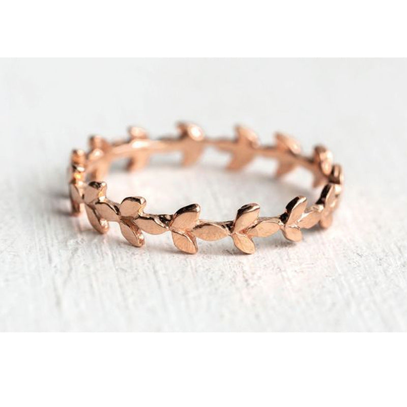 Geometric Copper Ring Rose Gold Electroplating And Rattan