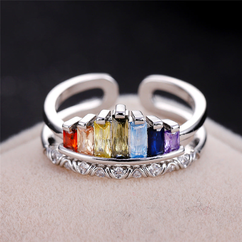 Womens Crown Ring Adjustable Copper Index Finger Ring With Gem Inlay Wedding Birthday Travel Gift Gold Jewelry