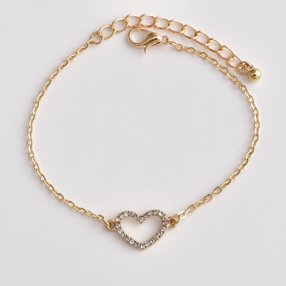 Womens Multi Layer Heart Design Bracelet Set Metal Love Elements Fashion Jewelry Weddings Birthday Anniversary