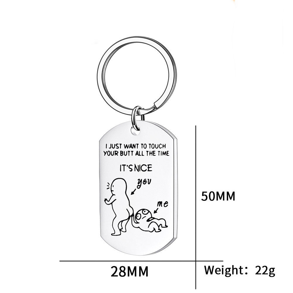 Stainless Steel Geometric Keychain Pendant Silver Jewelry