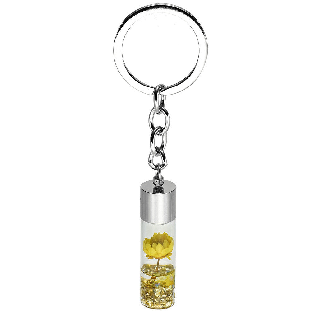 Dried Flower Glass Bottle Pendant Keychain Zinc Alloy Modern Style Christmas Easter Accessory Gift Idea