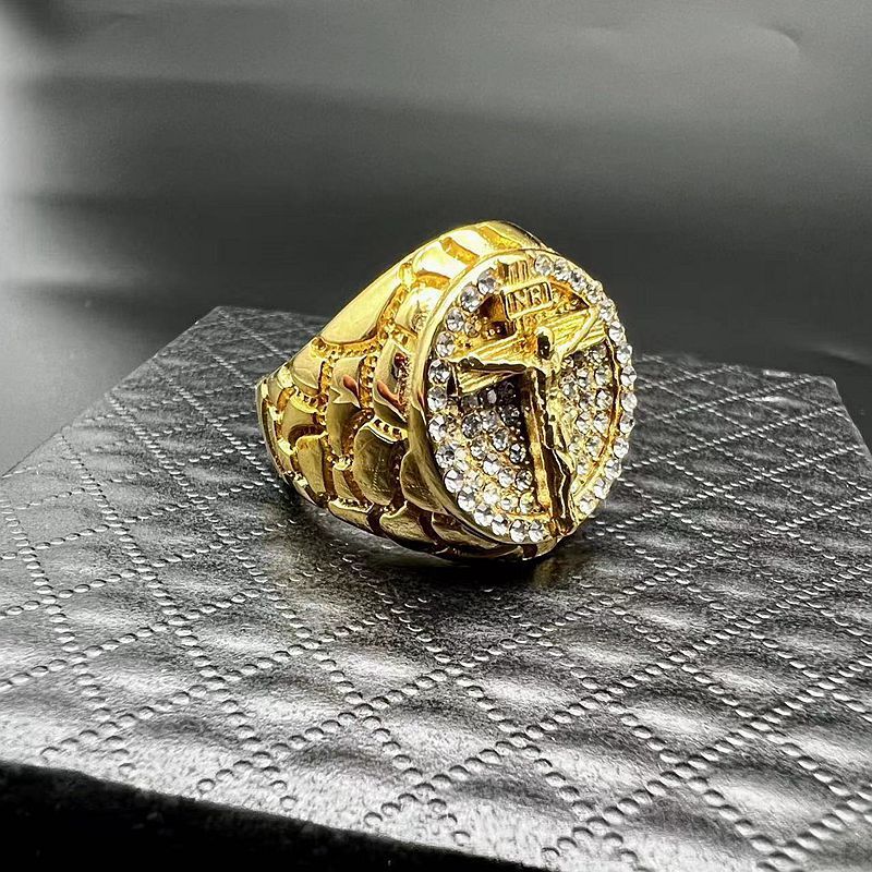 New Hip Hop Titanium Steel Vacuum Gold Plated Men's Ring