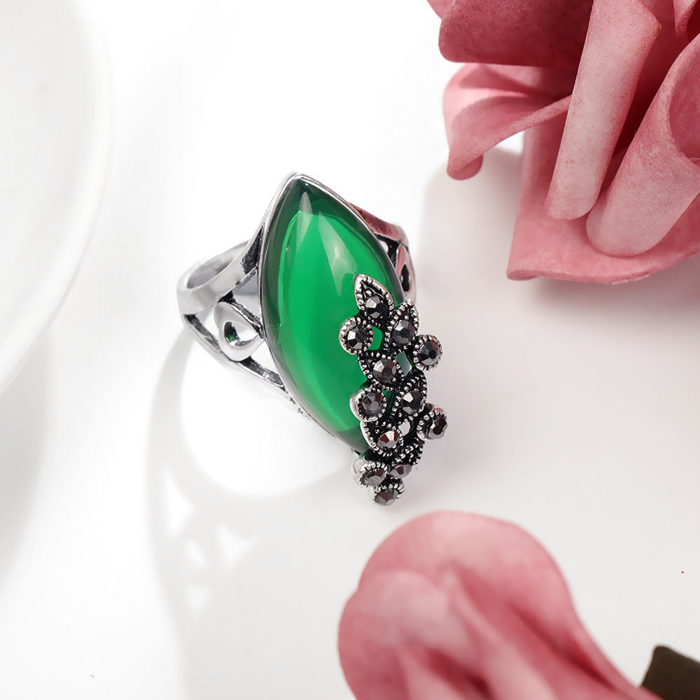 Geometric Alloy Ring With Alexandrite Gem Electroplated Finish Elegant Band Fashion Jewelry Ring Perfect Women