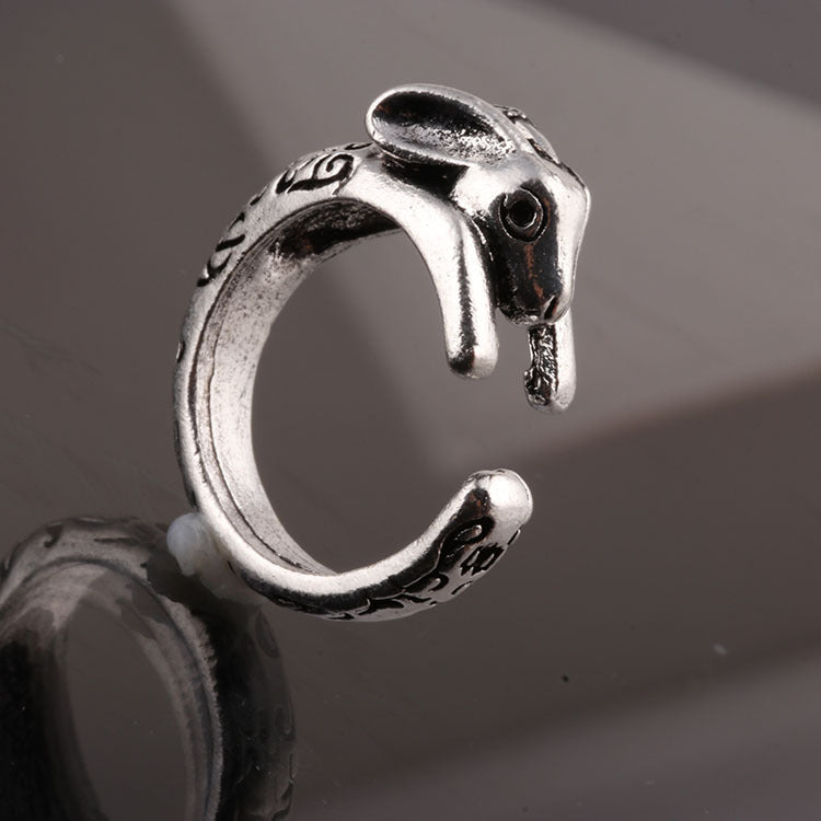 Vintage Alloy Ring With Retro Bunny Zodiac Design Electroplated Jewelry For Women And Men Durable Everyday Wear