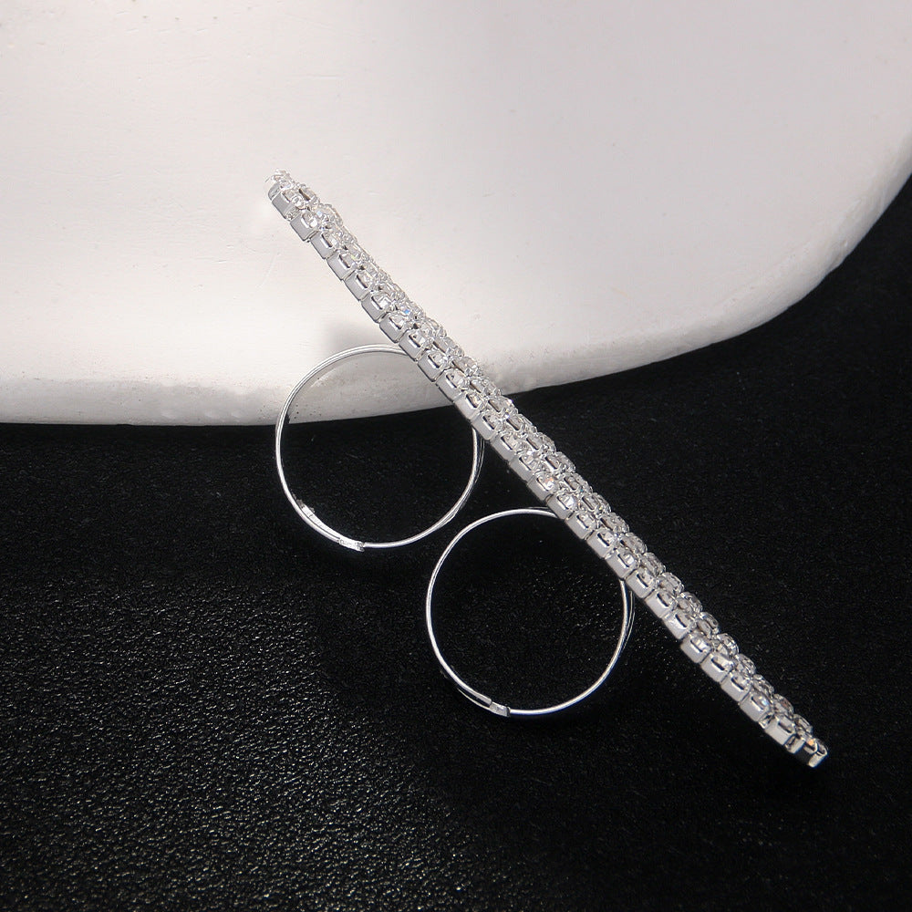 Geometric Rhinestone Double Band Ring Electroplated Gold Tone Jewelry Fashion Accessory Versatile Gift Idea Everyday Wear