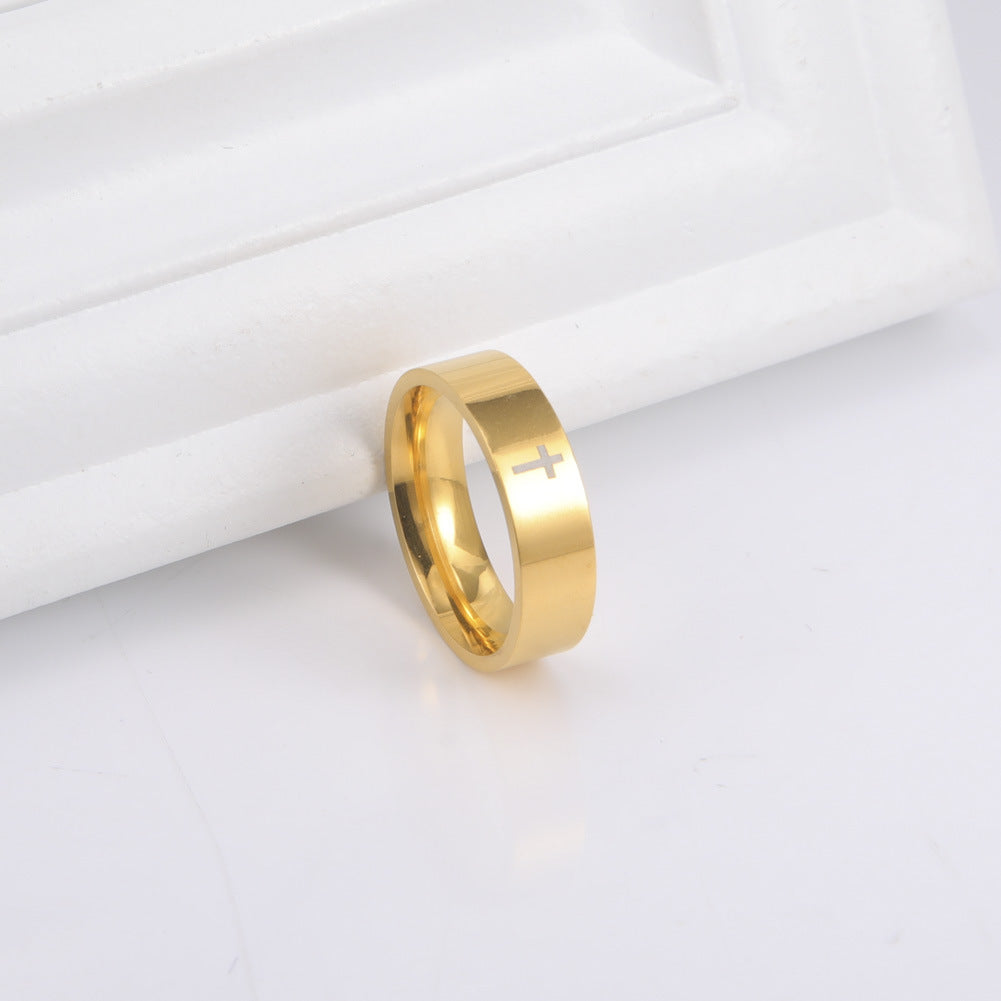 Stainless Steel Cross Ring Unisex Electroplated Design Gift