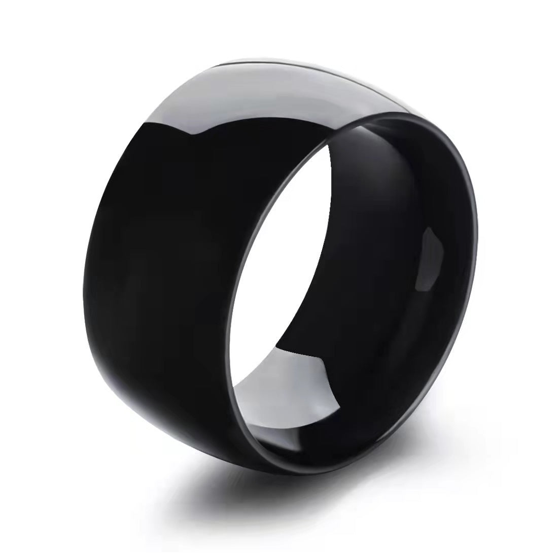 Mens Titanium Steel Ring 12mm Wide Geometric Unisex Band Electroplated Anniversary Gift Fashionable Accessories
