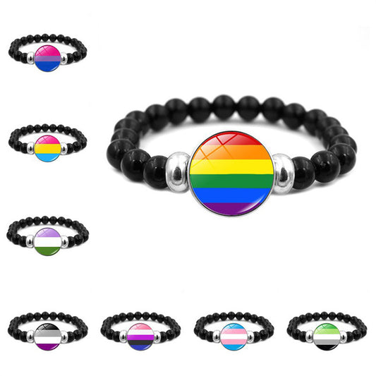 Unisex Beaded Resin Bracelet Flower Design European American Style For Men Women Elegant Resin Beads Accessory