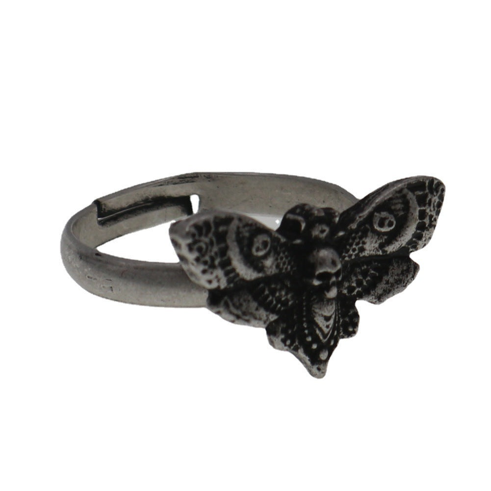 Women's Adjustable Butterfly Ring Open Mouth Electroplated Catalpa Alloy Antique Silver European Style Jewelry Ornament