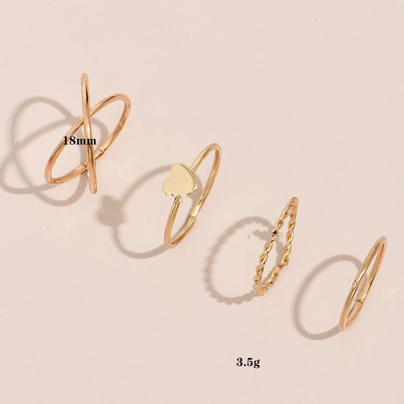 Womens Golden Alloy Ring Set With Floral Design And Electroplated Ornaments In Continental And American Style