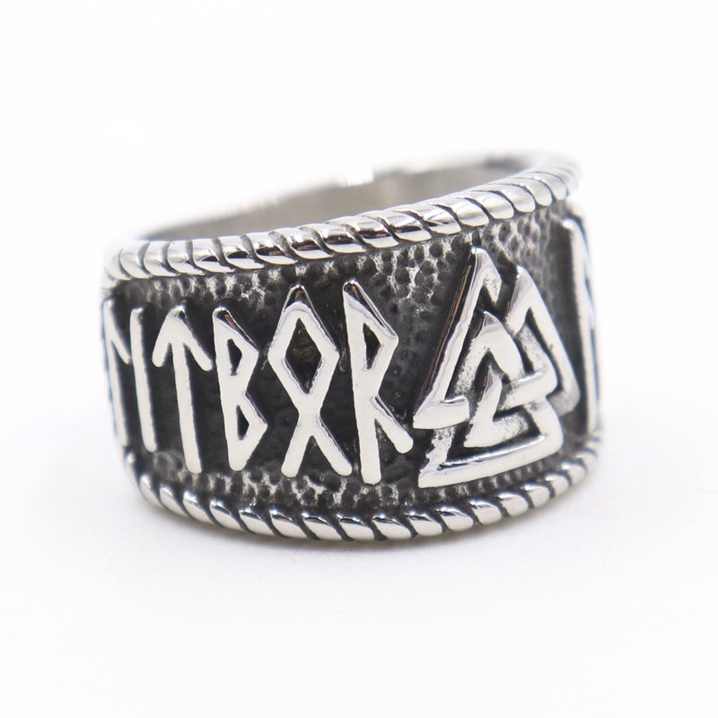 Handcrafted Stainless Steel Ring Dual Color Valknut Rune Ring Fashion Ring Personality Ring Steel Gold Vikings