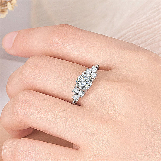 Princess Silver Tone Ring With Simulated Diamond Inlaid For Women Size 6 7 8 9 Elegant Jewelry Gift Ready Anew For You