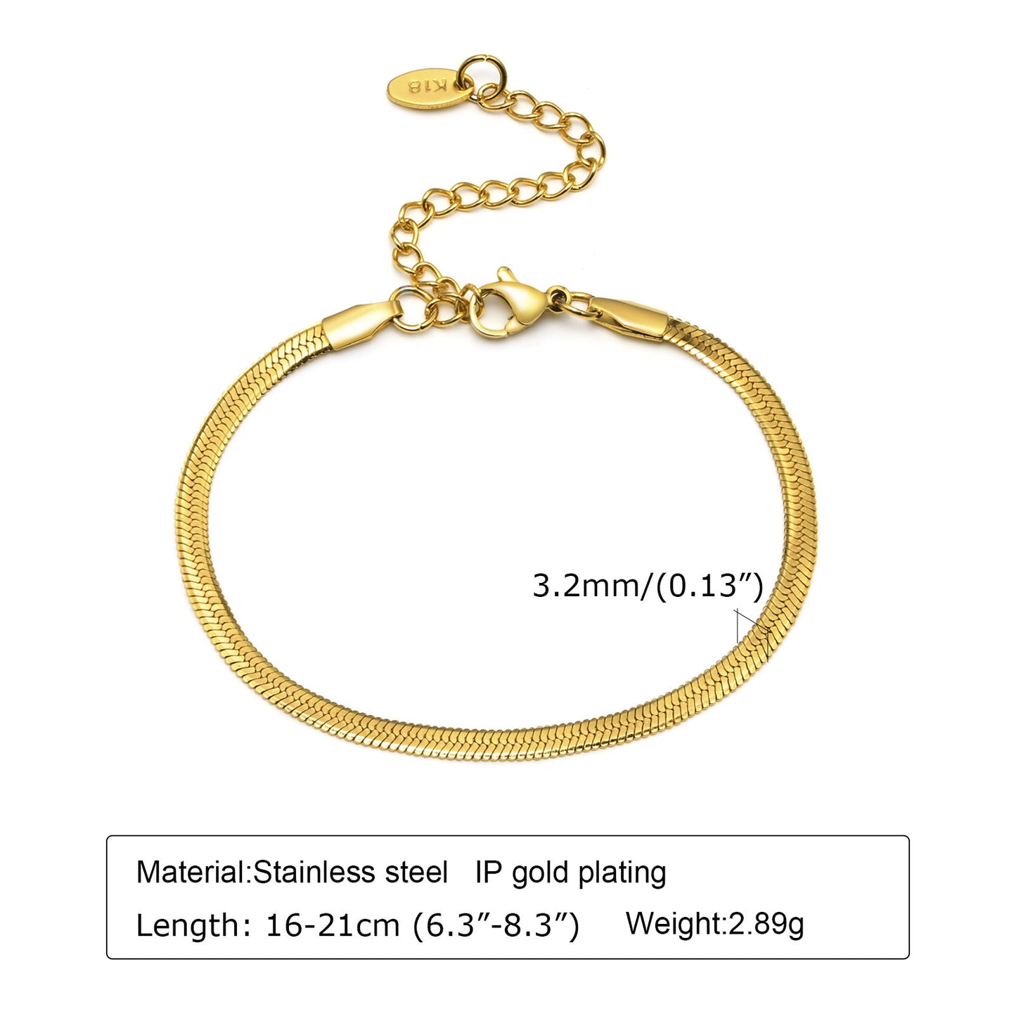 Womens Stainless Steel Bracelet 18K Gold Plated Chain Elegant Durable Jewelry Gift For Her Stainless Blade Pro