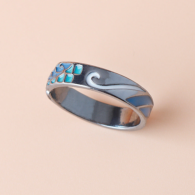 Trendy Jewelry Fashion Solid Color Ring Alloy Sky Blue Plain Couple X1 Trendy Jewelry Fashion Plain Couple X1 Sky Blue