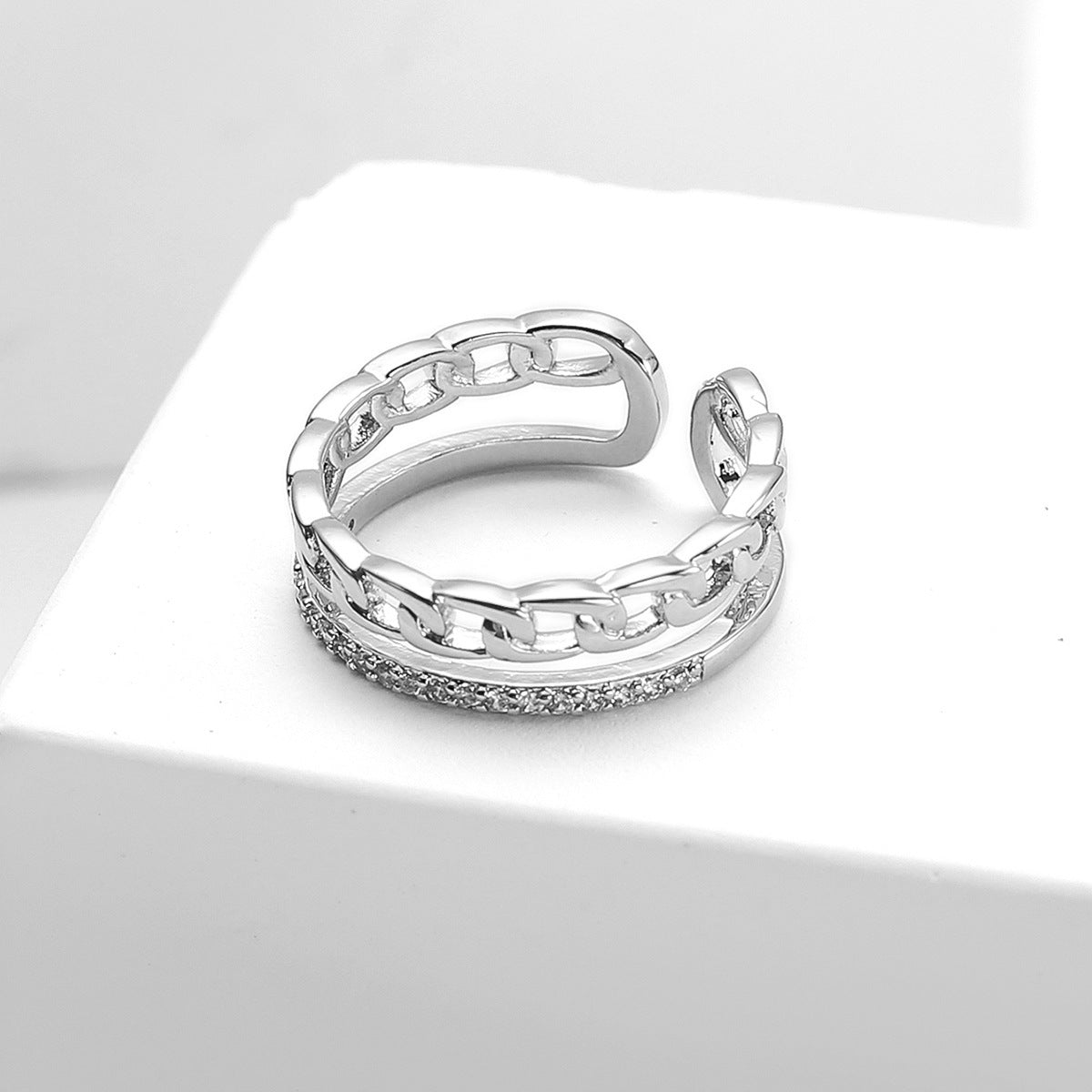 Simple Retro Knuckle Water Drop Geometry Diamond Ring Open Mouth Copper Geometric Animal Zodiac Electroplating Sweet