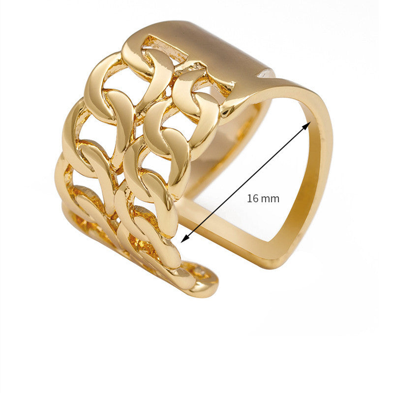 Adjustable Gold Plated U Shaped Ring With Open Mouth Copper