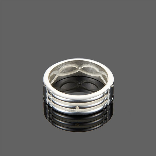 Unisex Geometric Alloy Ring White Gold Band Simple Design Festive Jewelry For Men And Women Size Range 6 To 12