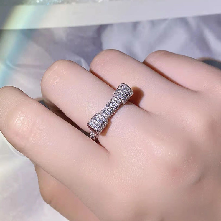 Geometric Copper Ring with Gold Plating and Gemstones