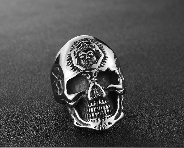 Mens Skull Ring Titanium Steel Silver Color Punk Ring Personality Biker Ring Cool Fashion Jewelry Gift for Him