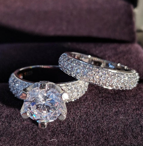 Womens 925 Sterling Silver Ring Zircon Inlay Band For Her Simple Silver Ring Size 5 6 7 8 9 10 Style Band Ring