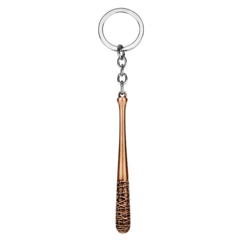 Unisex Alloy Baseball Bat Keychain Cross Design Durable Metal Keychain Bronze For Bags Wallets Car Keys Gift Idea