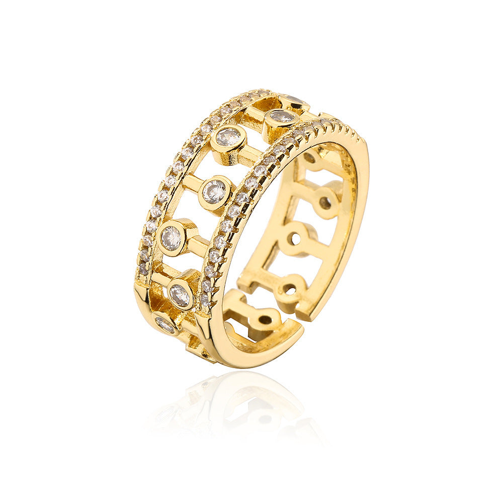 Womens Geometric 18K Gold Plated Copper Ring Abstract Design Jewelry Fashion Statement Beautiful Modern Accent