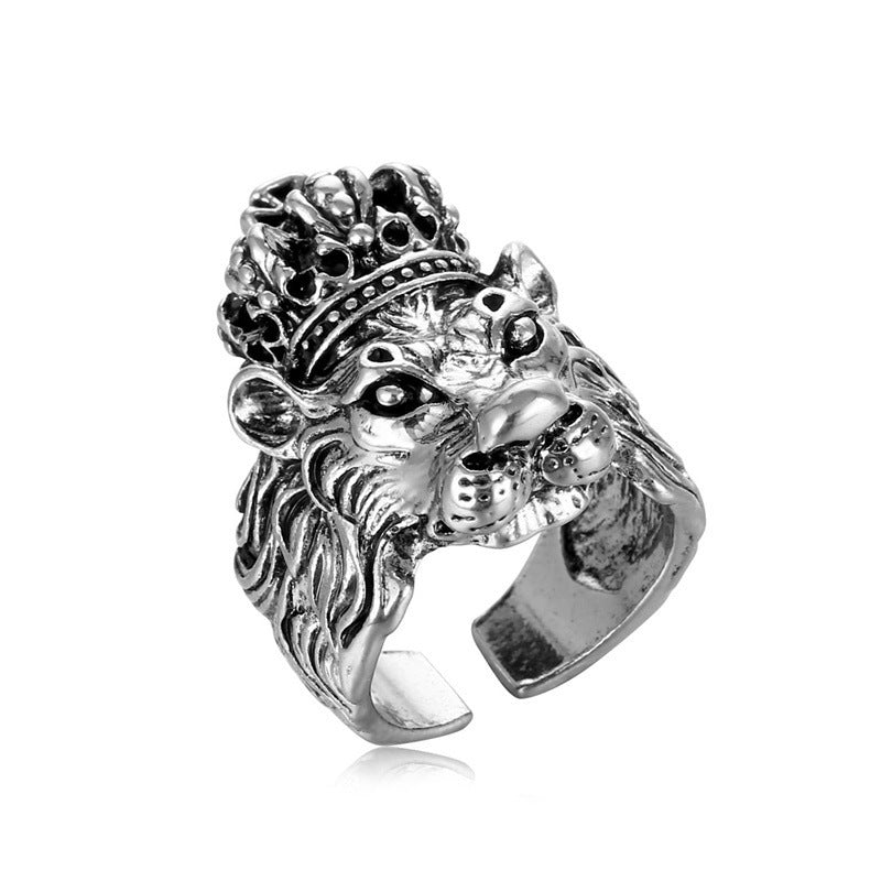 Mens Feather Ring Alloy Vintage Punk Exaggerated Design Statement Fashion Ring For Men Feather Alloy Vintage Feather