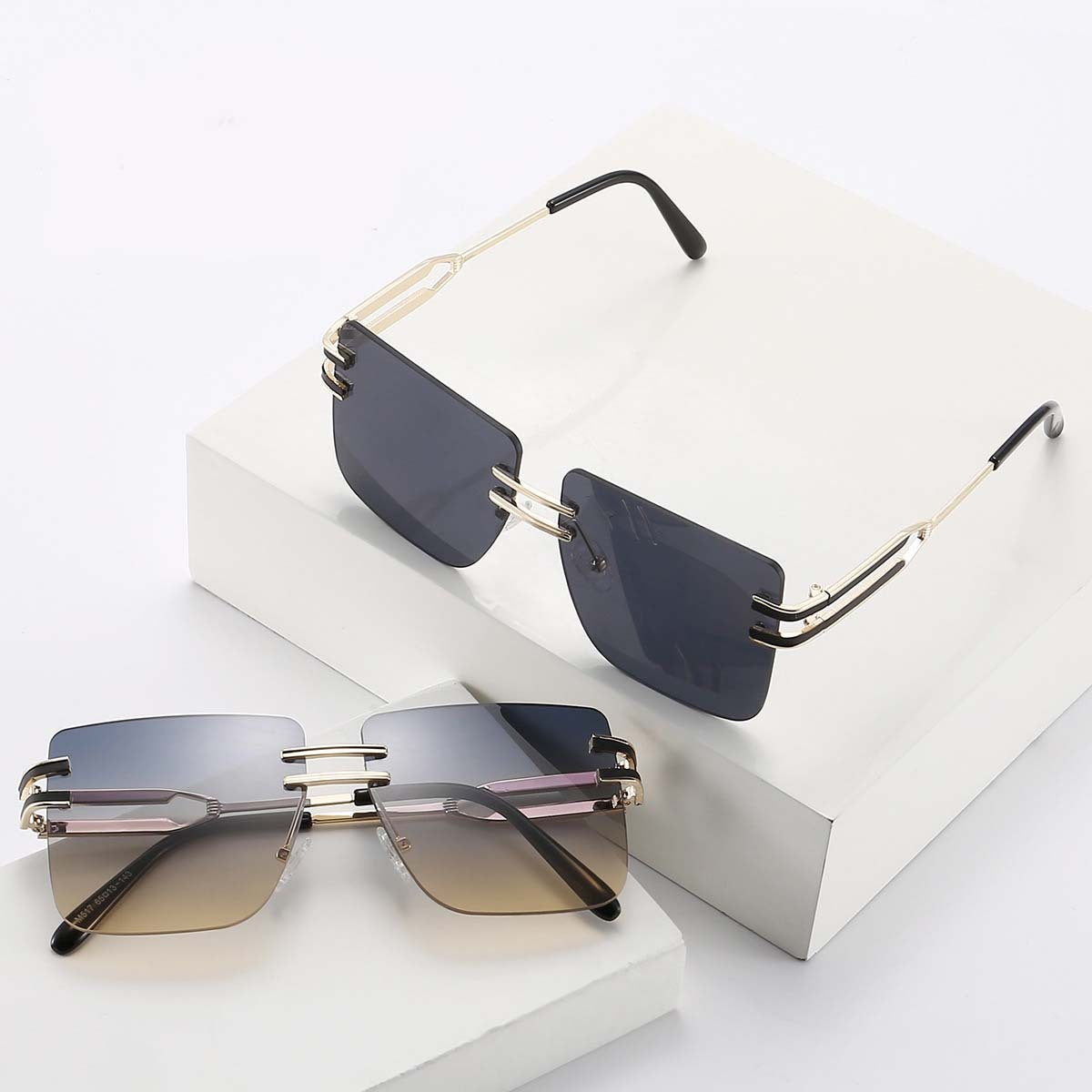 Frameless Sunglasses UV400 Protection for Women and Men Metal Frame Fashion Eyewear Personality Leisure Design