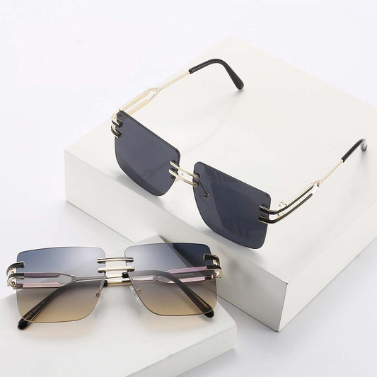 Frameless Sunglasses UV400 Protection for Women and Men Metal Frame Fashion Eyewear Personality Leisure Design