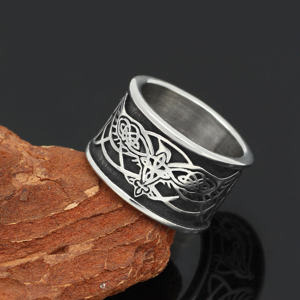 Antique Silver Titanium Ring Rune for Unisex Thumb Ring Accessories Size 9 10 11 12 13 Antique Silver Titanium