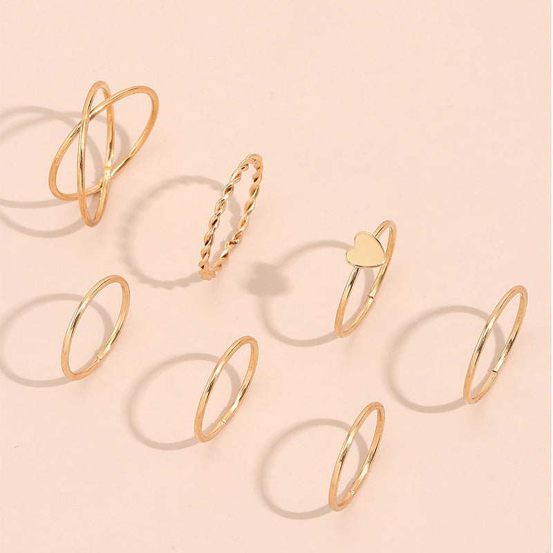 Womens Fashion Rings Set Korean Style Alloy Metal Love Rings for Women Girls Everyday Trendy Jewelry Beautiful Look