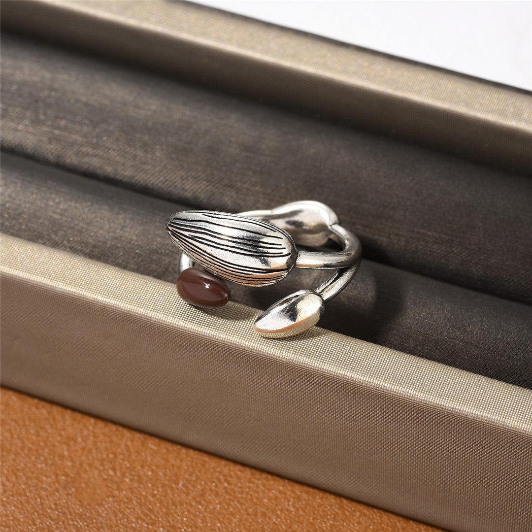 Womens Adjustable Ring Copper Plated Gold Color Matching Dark Red Drip Glazed Geometric Ring Fashion Jewelry Open Ring For Women