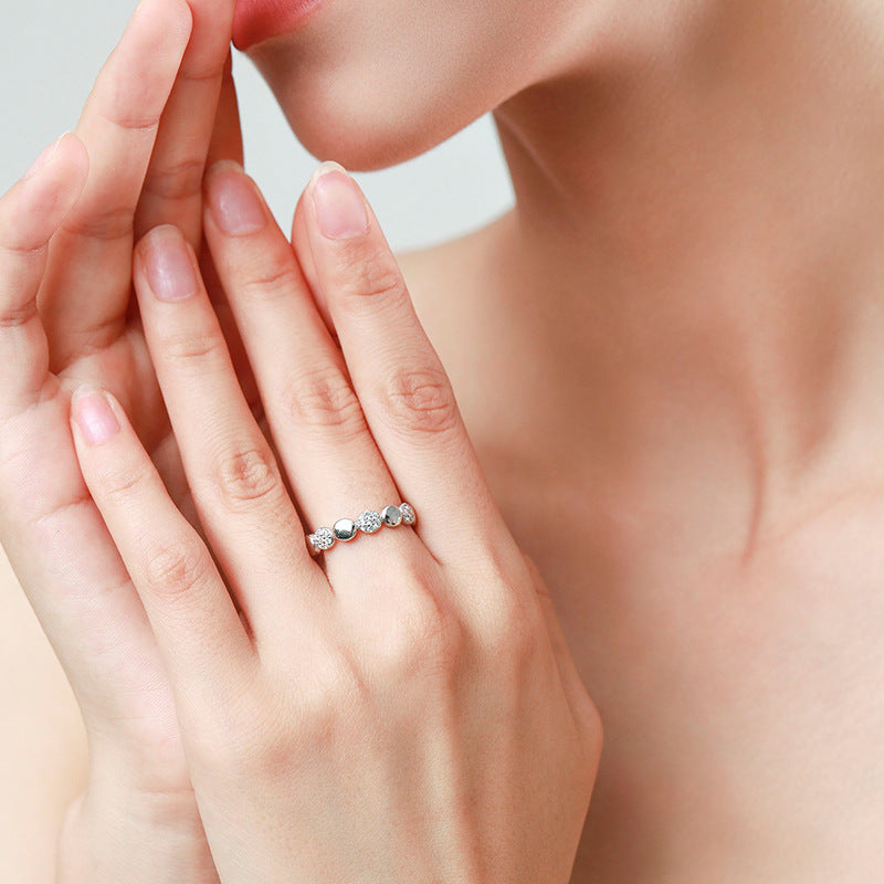 Womens Fashion Ring Round Diamond Simulant Gemstone Gold Plated Inlay 925 Sterling Silver Ring For Women Girls