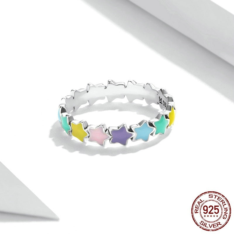 Sterling Silver Five Point Star Ring For Women And Girls European American Gift Individually Packaging Holiday