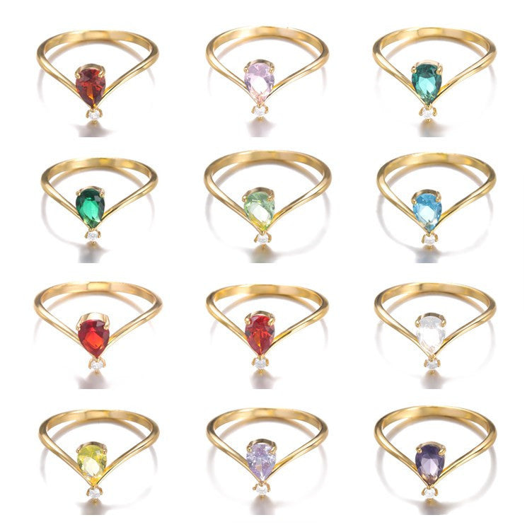 V Shaped Crown Copper Couple Ring With Gold Inlay For Him