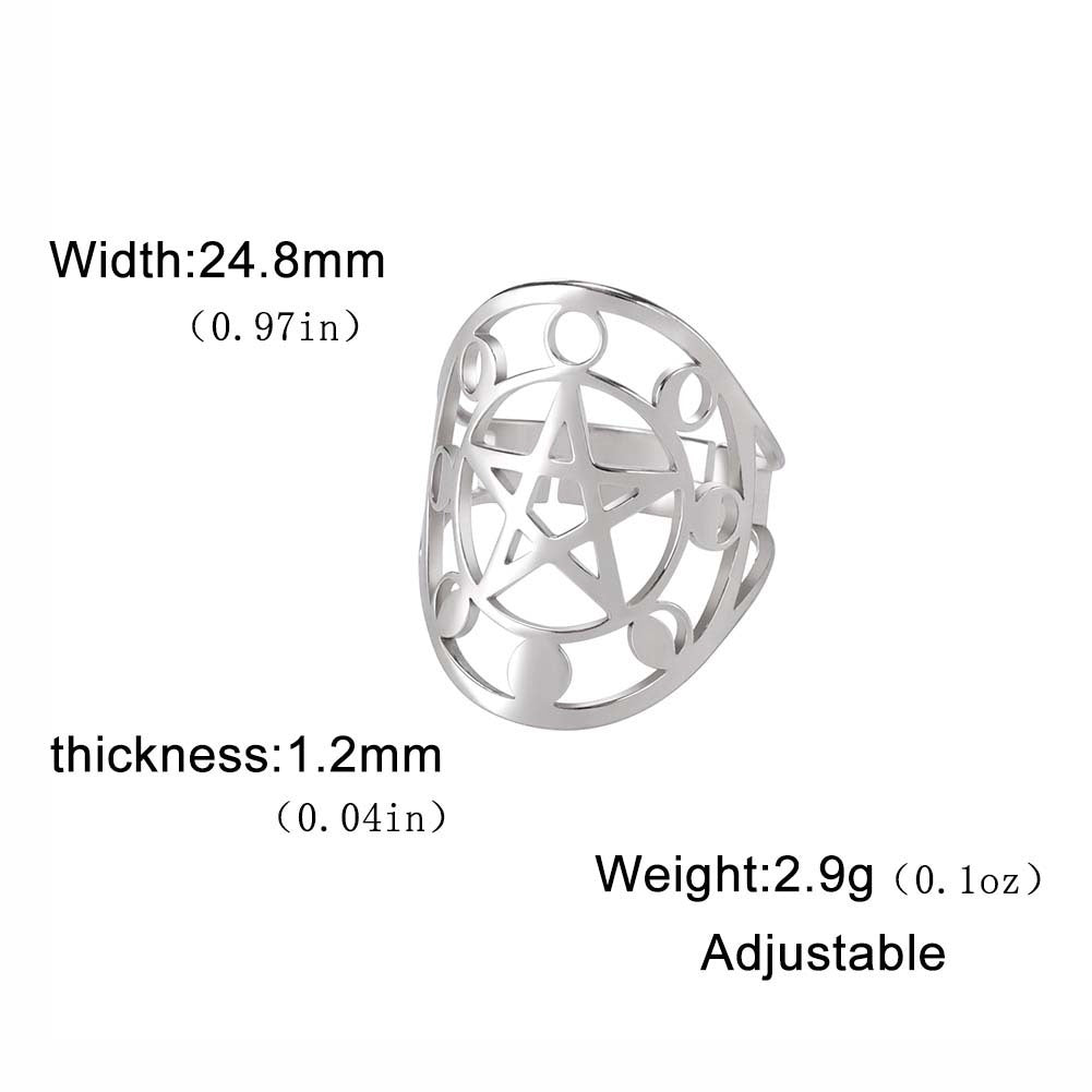 Unisex Stainless Steel Ring With Hollow Moon Phase And Five Star Design Electroplated Finish Band For Men Style