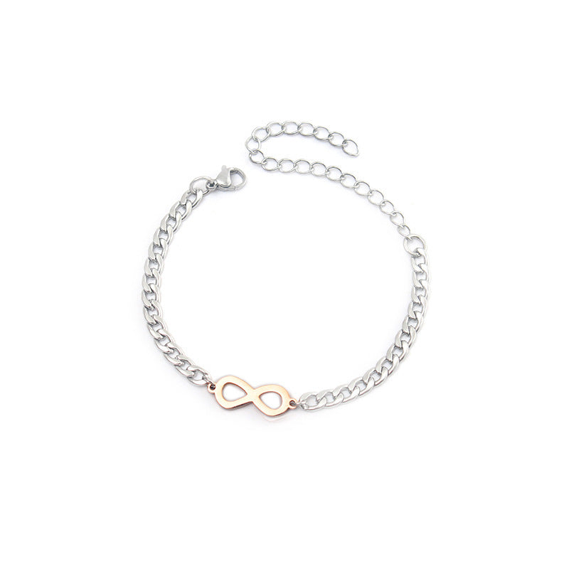 Womens Number 8 Bracelet Titanium Steel Geometric Stainless Steel Chain With Extension Fashion Jewelry Accessory